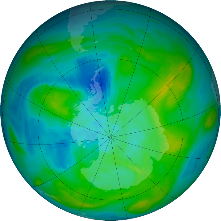 Antarctic ozone map for 16 March 1980